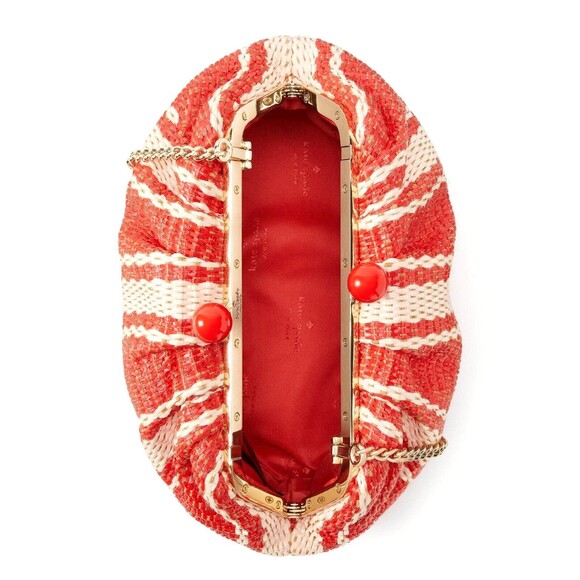 New Kate Spade Scrunchy Convertible Clutch Heirloom Straw - Picture 6 of 6